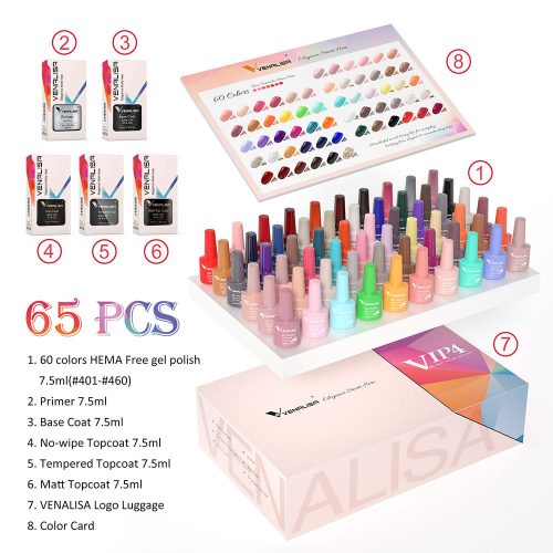 Venalisa VIP4 veliki set 60 UV/Led gel lakova, boje 401-460