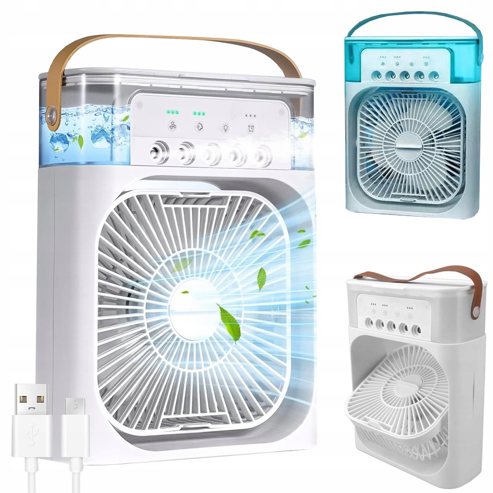 Prenosiva Mini Klima 5u1 – Ventilator, Ovlaživač, Difuzer i Noćna Lampa