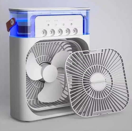 Prenosiva Mini Klima 5u1 – Ventilator, Ovlaživač, Difuzer i Noćna Lampa